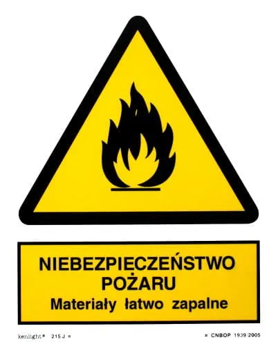 Niebezpieczeństwo pożaru - Materiały łatwo zapalne