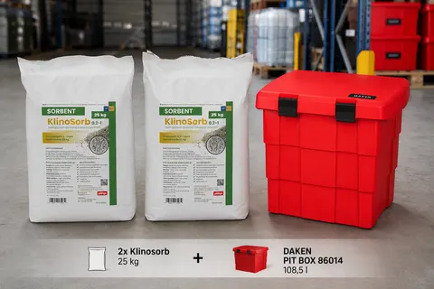 ZESTAW sorbent Klinosorb 2x25kg oraz pojemnik na sorbent PIT BOX