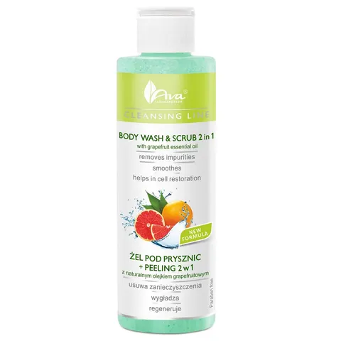 Ava Laboratorium Cleansing Line żel pod prysznic + peeling 2w1 z naturalnym olejkiem grapefruitowym 200ml