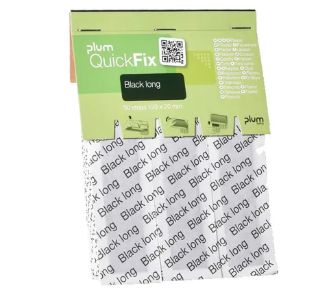 30 czarnych plastrów Long - wkład do dozownika Plum QuickFix