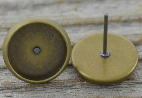 [10401] Baza kolczyka wkręt brąz na kaboszon 10mm