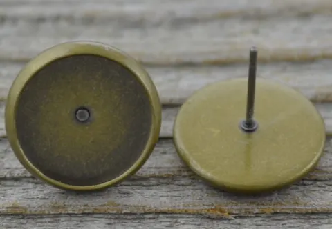 [10406] Baza kolczyka wkręt brązowy na kaboszon 12mm