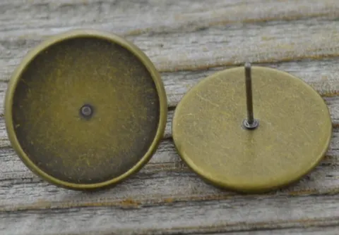 [10407] Baza kolczyka wkrętka brązowa kaboszon 16mm