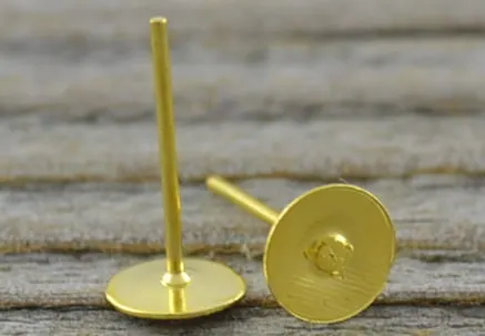 [40401] Baza kolczyka kolor złoty tarcza 6mm 10par