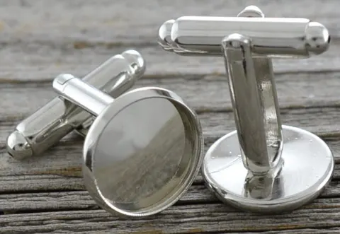 [31713] Bazy spinek do mankietów kolor srebra 12mm