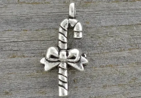 [ś0793] Zawieszka laska cukrowa 21mm srebrna 3szt