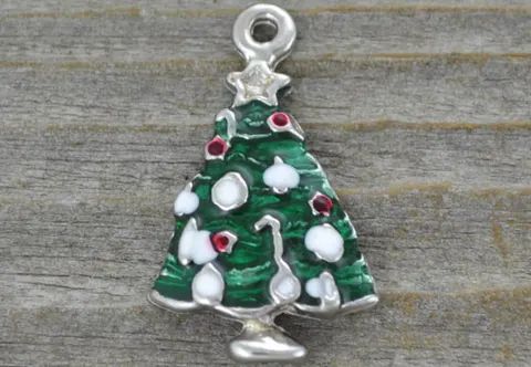 [ś07131] Zawieszka choinka kolor srebrny
