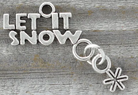 [ś07160] Zawieszka LET IT SNOW 24*32mm srebrna