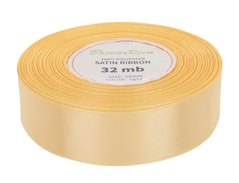 [825013] Wstążka satynowa 25mm 32mb pastelowożółta