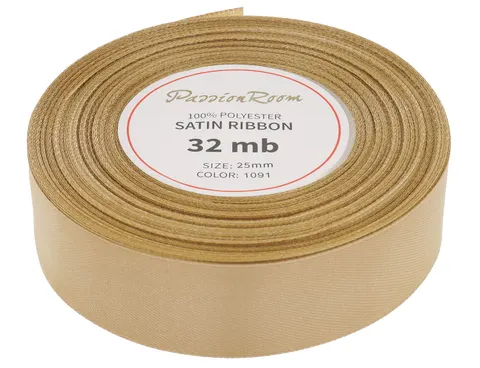 [825039] Wstążka satynowa 25mm 32mb bladozłota