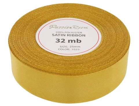 [825100] Wstążka satynowa 25mm 32mb złota