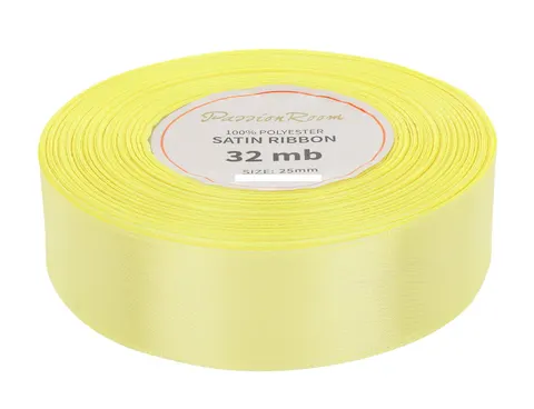 [825032] Wstążka satynowa 25mm 32mb bladożółta