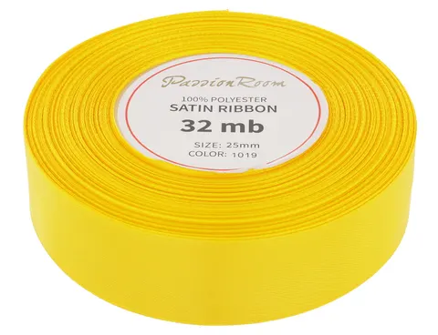 [825035] Wstążka satynowa 25mm 32mb żółta