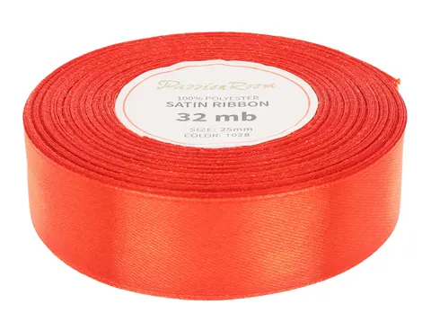[825084] Wstążka satynowa 25mm 32mb marchewkowa