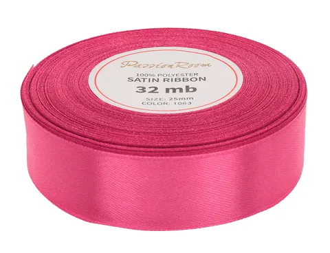 [825034] Wstążka satynowa 25mm 32mb malinowa