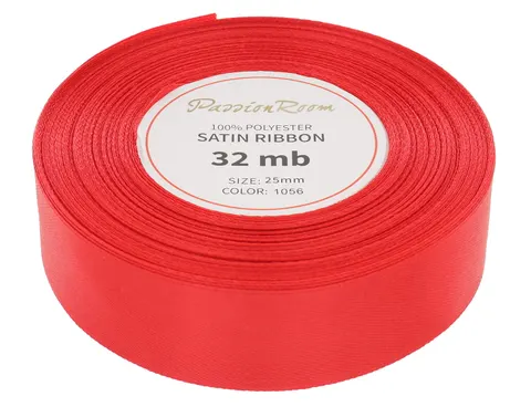 [825005] Wstążka satynowa 25mm 32mb czerwona