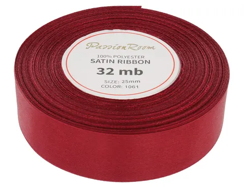 [825011] Wstążka satynowa 25mm 32mb burgundowa