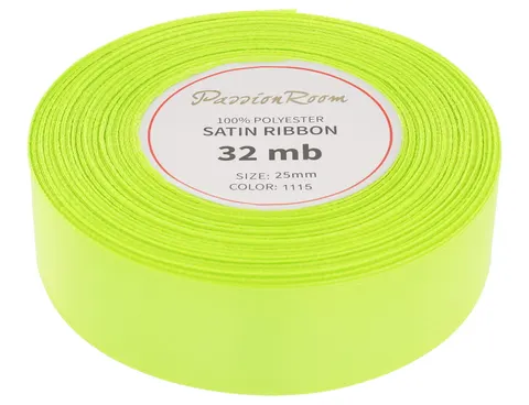 [825092] Wstążka satynowa 25mm 32mb limonkowa