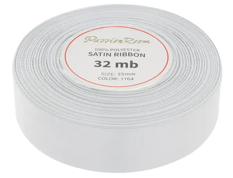 [825037] Wstążka satynowa 25mm 32mb srebrna