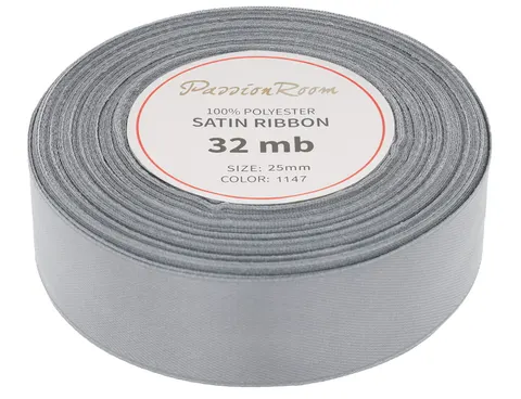 [825108] Wstążka satynowa 25mm 32mb szara