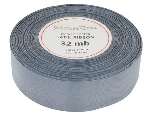 [825003] Wstążka satynowa 25mm 32mb stalowa