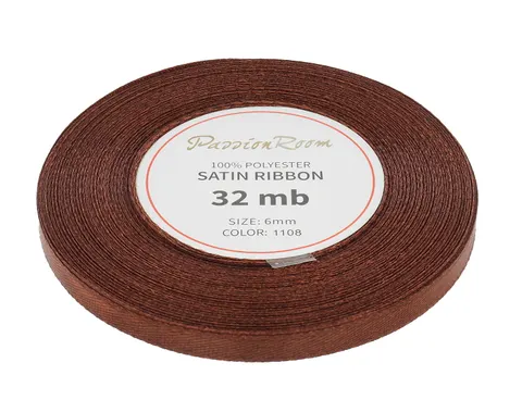 [86015] Wstążka satynowa 6mm 32mb brązowa