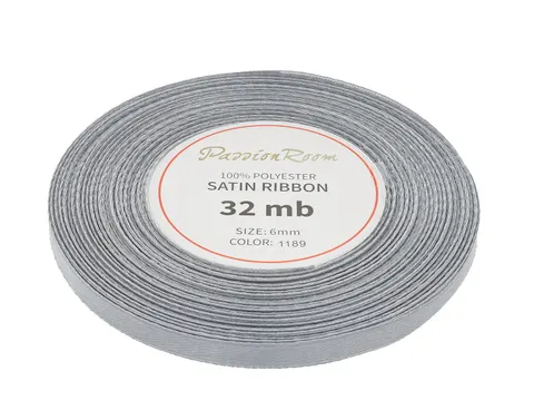 [86108] Wstążka satynowa 6mm 32mb szara