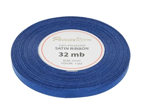 [86009] Wstążka satynowa 6mm 32mb granatowa