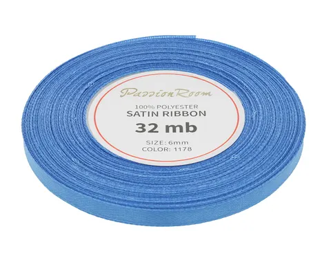 [86070] Wstążka satynowa 6mm 32mb niebieska