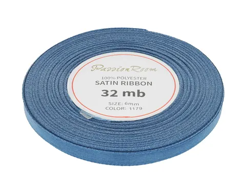 [86022] Wstążka satynowa 6mm 32mb niebieski dżinsowy