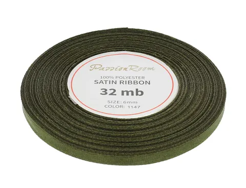 [86020] Wstążka satynowa 6mm 32mb oliwkowa