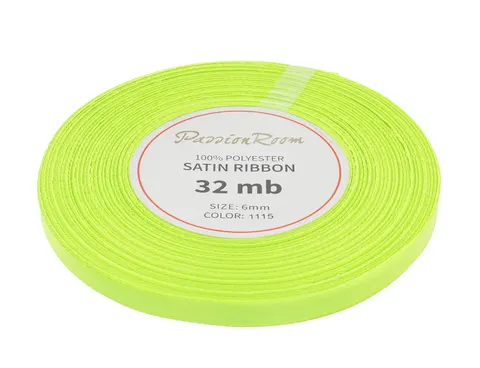 [86092] Wstążka satynowa 6mm 32mb limonkowa