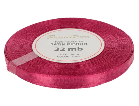 [86030] Wstążka satynowa 6mm 32mb ciemnowiśniowa