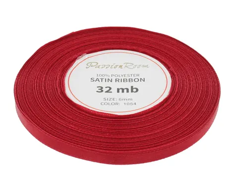 [86026] Wstążka satynowa 6mm 32mb bordowa