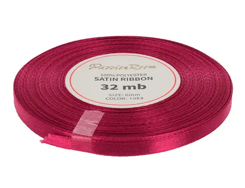 [86106] Wstążka satynowa 6mm 32mb czerwonoróżowa