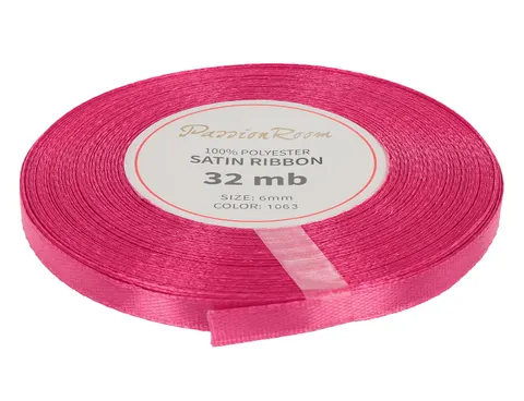 [86034] Wstążka satynowa 6mm 32mb malinowa