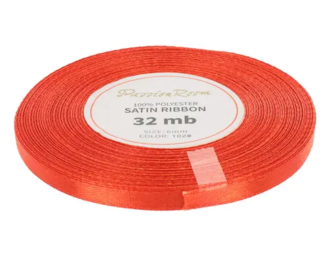 [86084] Wstążka satynowa 6mm 32mb marchewkowa