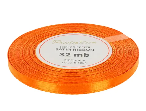 [86029] Wstążka satynowa 6mm 32mb pomarańczowa
