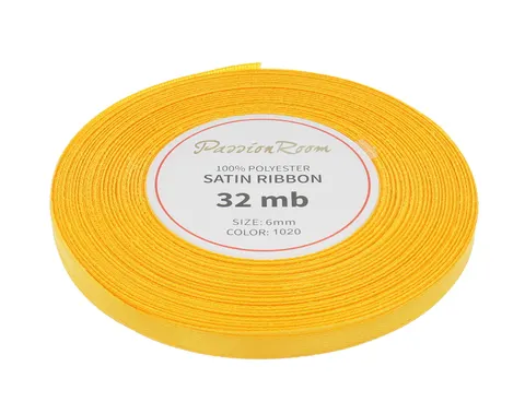 [86080] Wstążka satynowa 6mm 32mb ciemnożółta