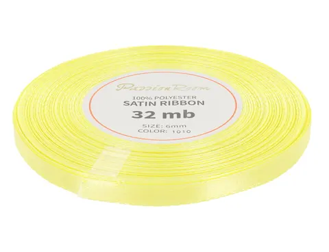 [86032] Wstążka satynowa 6mm 32mb bladożółta
