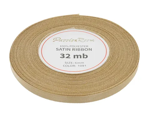 [86039] Wstążka satynowa 6mm 32mb bladozłota