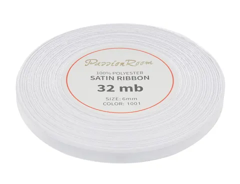 [86001] Wstążka satynowa 6mm 32mb biała