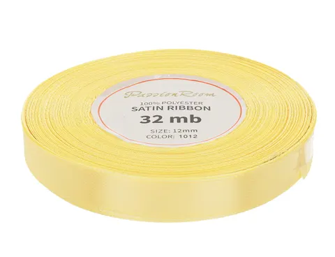 [812013] Wstążka satynowa 12mm 32mb pastelowożółta