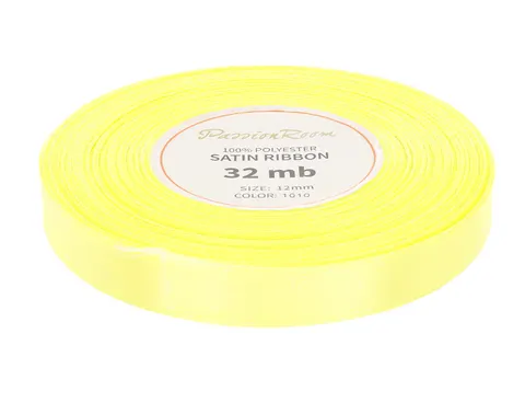 [812032] Wstążka satynowa 12mm 32mb bladożółta