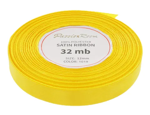 [812035] Wstążka satynowa 12mm 32mb żółta