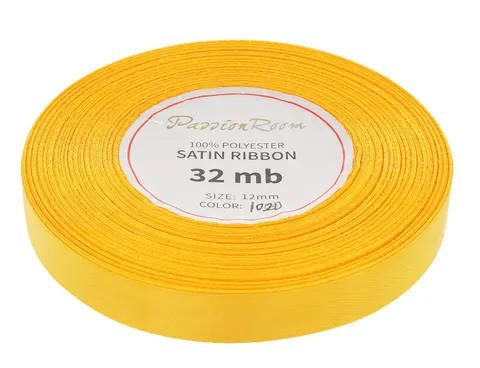 [812080] Wstążka satynowa 12mm 32mb ciemnożółta