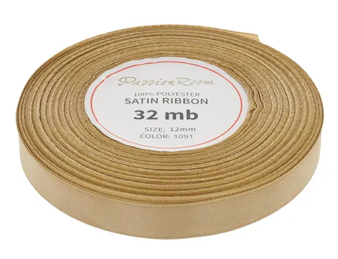 [812039] Wstążka satynowa 12mm 32mb bladozłota