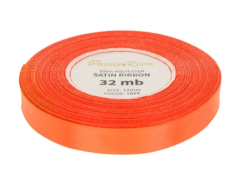 [812004] Wstążka satynowa 12mm neonowy pomarańczowy
