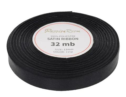 [812008] Wstążka satynowa 12mm 32mb czarna