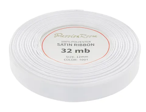 [812001] Wstążka satynowa 12mm 32mb biała